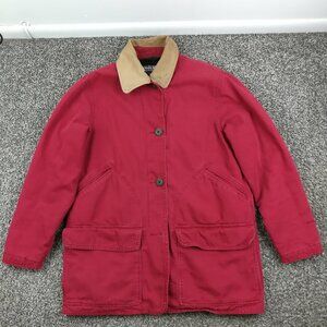 Vintage Woolrich Jacket Canvas Chore Barn Lined Leather Collar Womens Medium